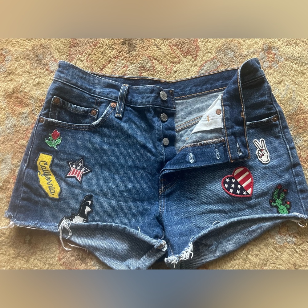 Levi's patch jean shorts